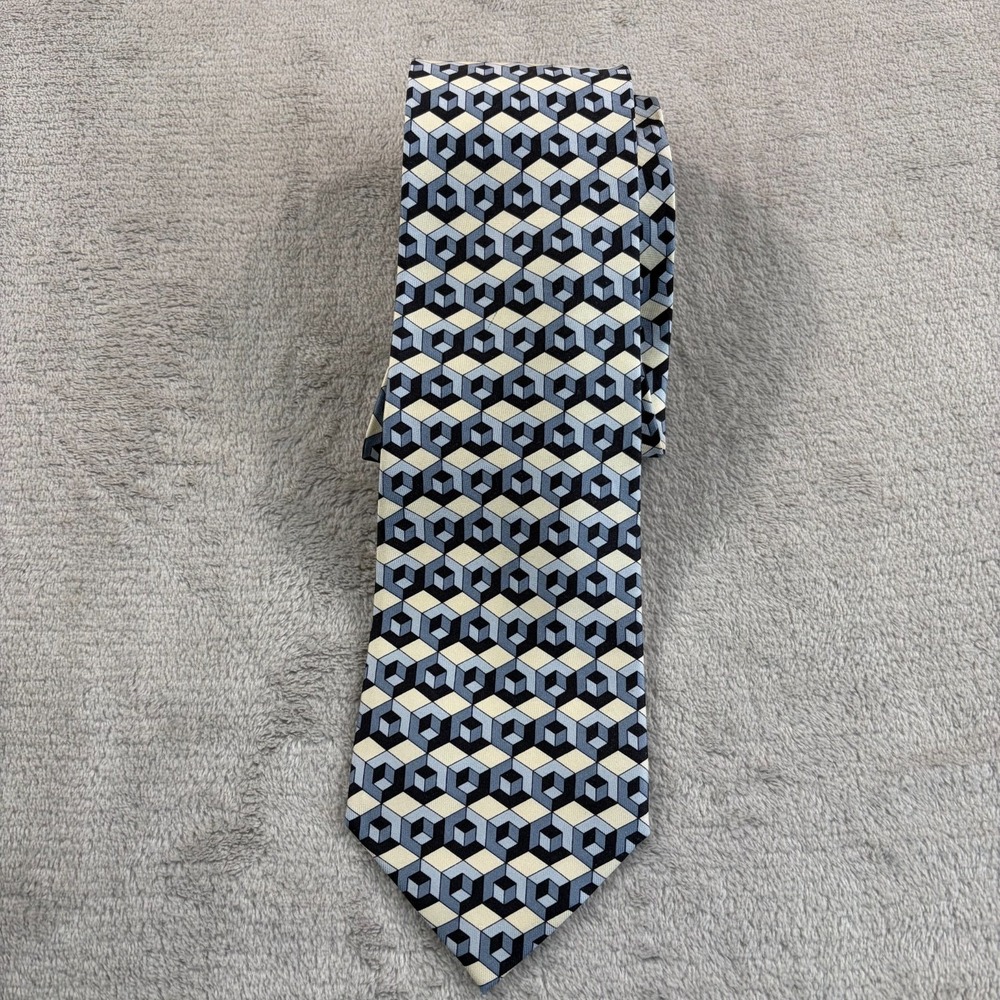 Vintage Gucci Silk Tie Hexagon Geometric Made in Italy Monogram Designer NWOT
